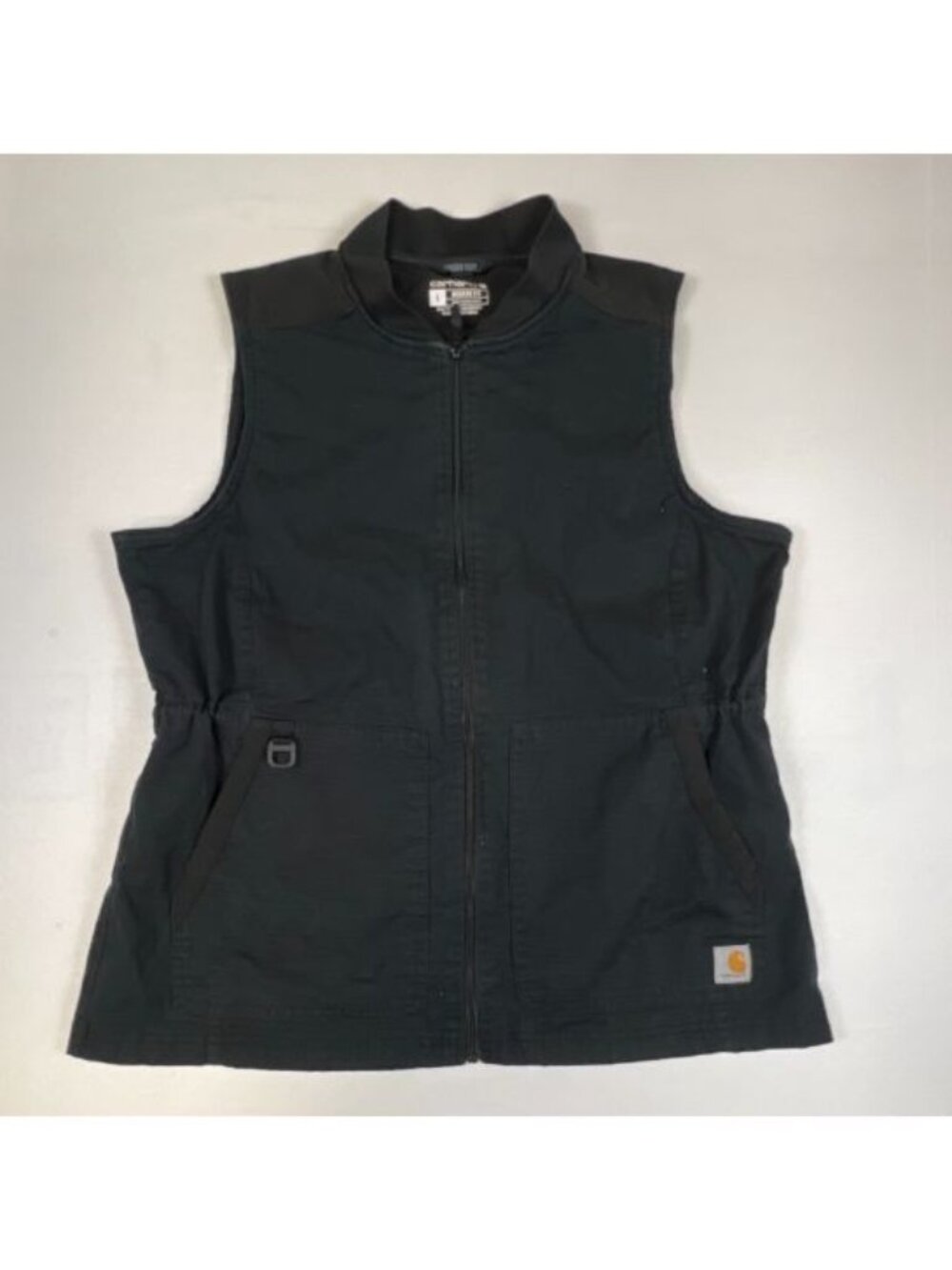 Carhartt Womens L Rugged Flex Tactical Zip Vest Black Ripstop Utility Shacket